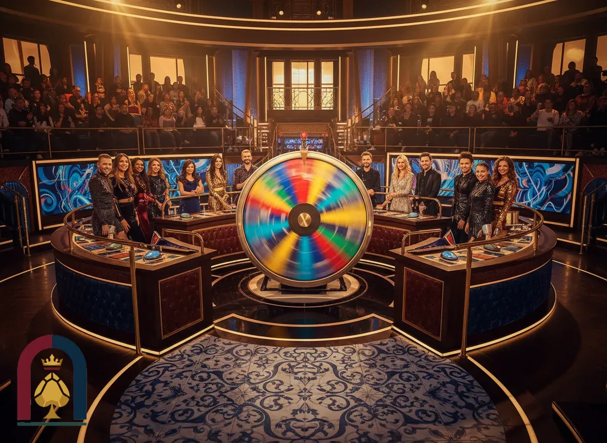 Roda interativa multicolorida do game show Crazy Time em direto.